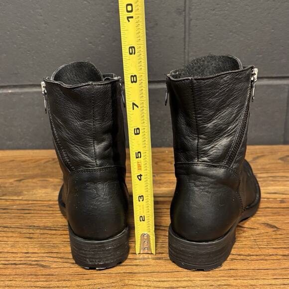 Innue Black Leather Lace Up Ankle Boots Women’s Size 40 / US 9.5 Combat Lug Sole - Picture 4 of 8